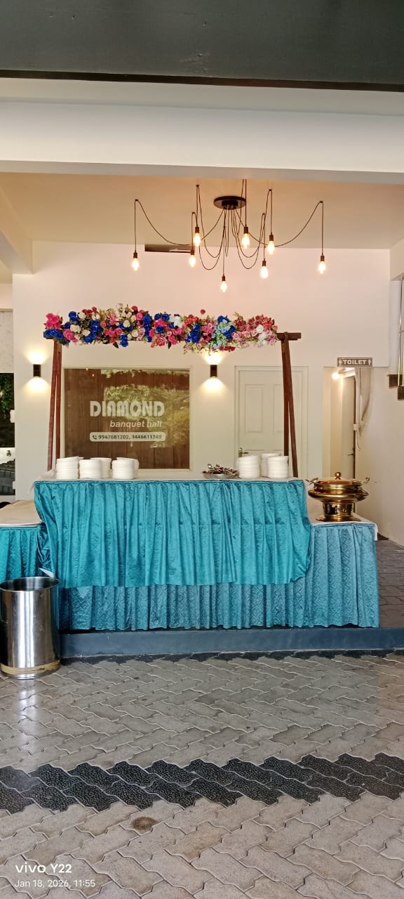 Welcome buffet counter prepared for guest service