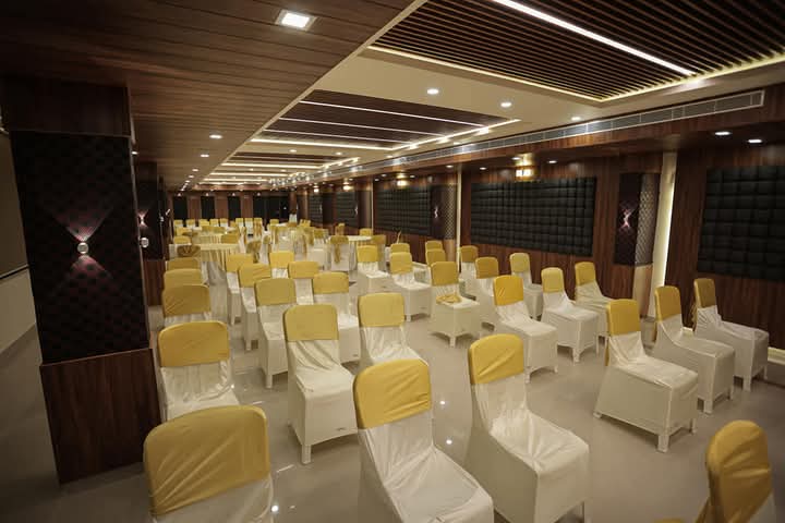 Conference-style seating arranged inside Diamond Banquet Hall